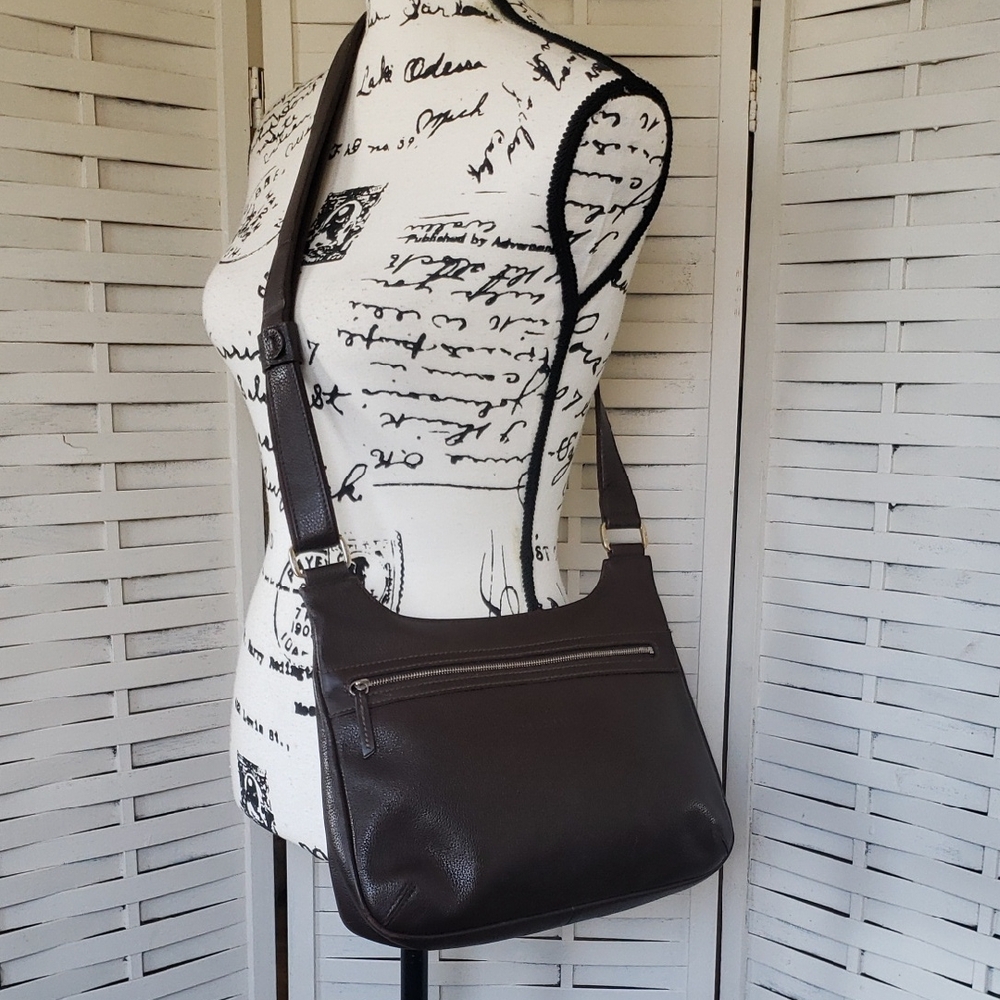 Longchamp Vintage Brown Leather Crossbody Bag